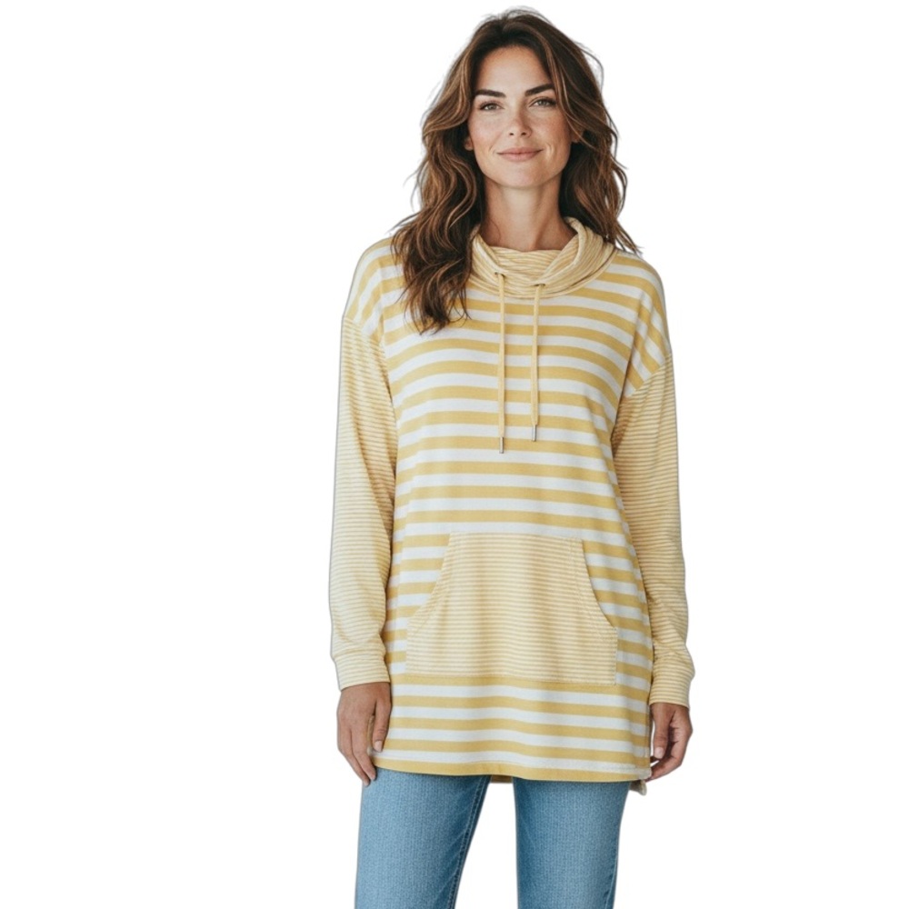 NWOT Ruby Rd. Women’s Size M Yellow and White Striped Sweatshirt
